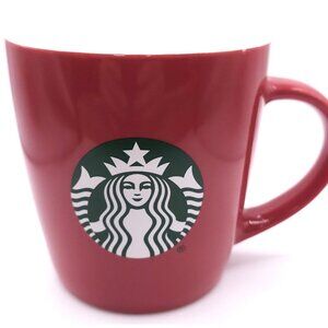 Starbucks Red Ceramic Coffee Mug 12 Oz With Iconic Green Siren Logo